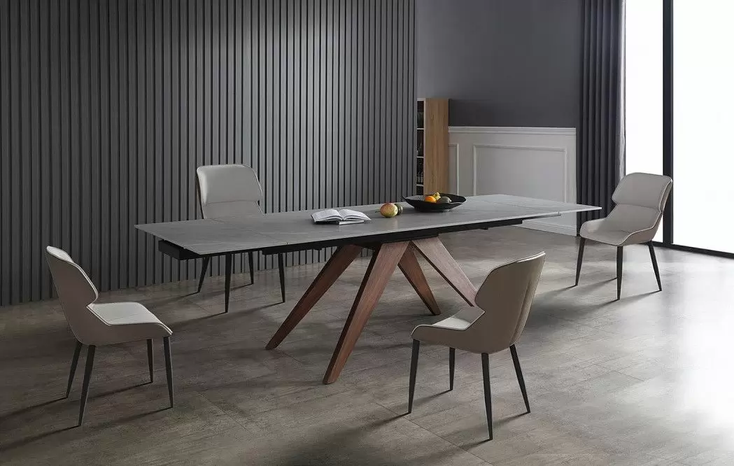 Стол раскладной Valencia 180-260, серая керамика/орех - фото 16