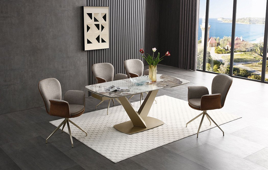 Стол раскладной Victoria 140-200, светлая керамика/шампань - фото 5