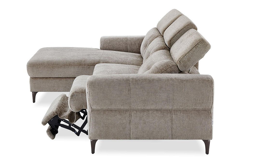 Диван-реклайнер Adeline угловой (левый), серо-бежевый - фото 9