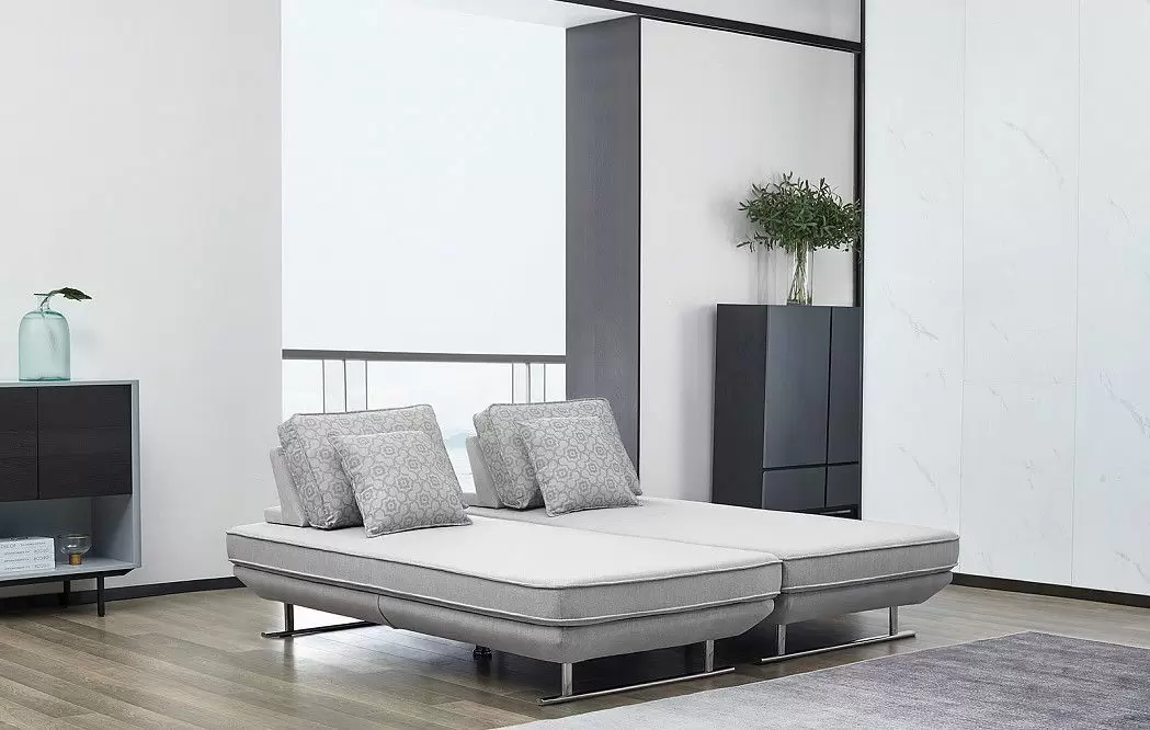 Диван-трансформер Bergamo угловой, светло-серый/принт - фото 2