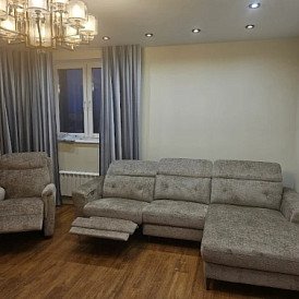 Диван-реклайнер Adeline угловой (правый), серо-бежевый