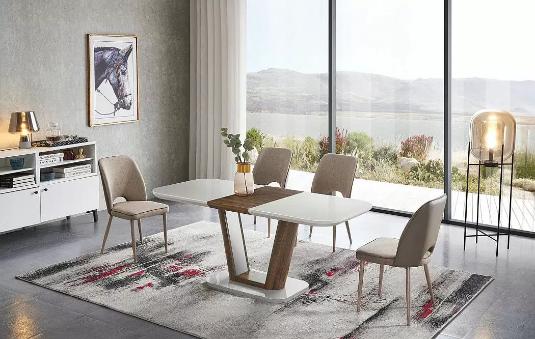 Стол раскладной Ester 160-200, бежевый/коричневый - фото 19