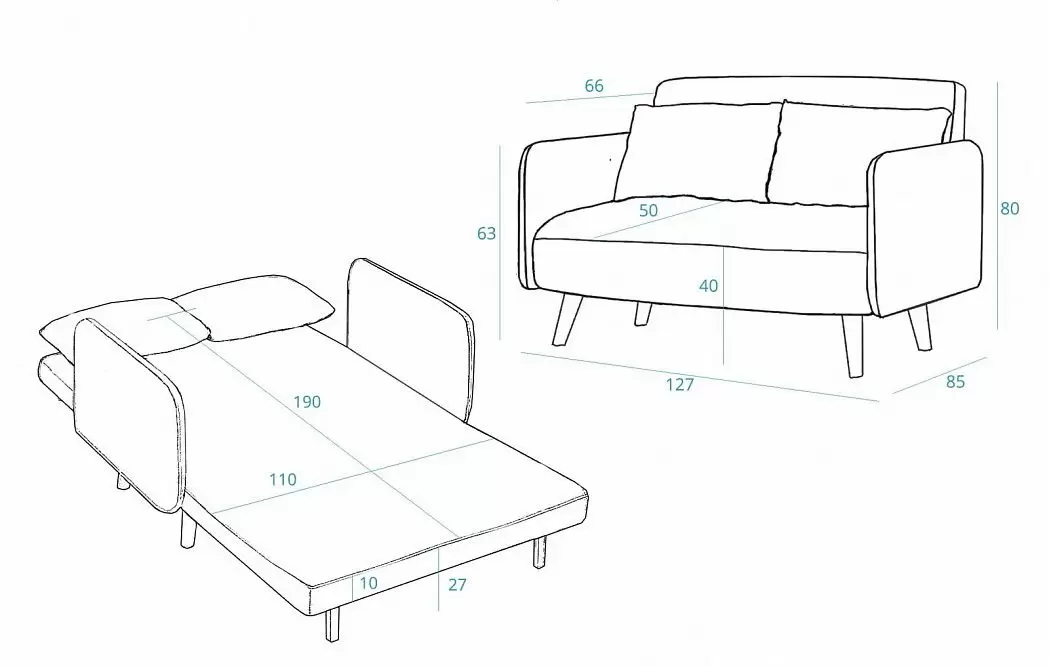 Диван-кровать Cardiff, светло-серый - фото 3
