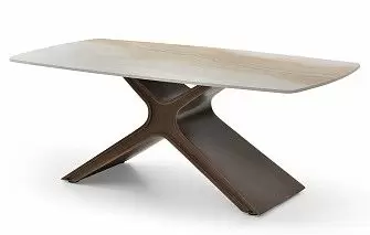 Стол журнальный Charlotta (120), бежевая керамика/бронза