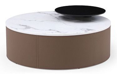 Стол журнальный Paloma (90), мрамор/коричневый