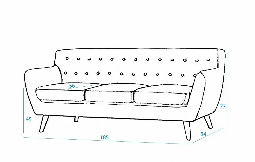 Диван Copenhagen 3-х местный, темно-серый пепел (п05-18) - фото 4