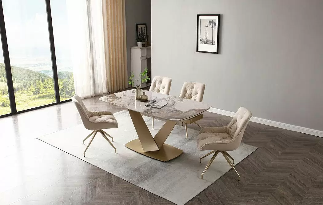 Стол раскладной Victoria 160-240, светлая керамика/шампань - фото 2