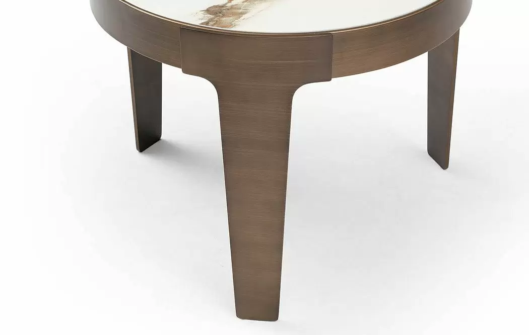 Стол журнальный Corfu (60), белая керамика/бронза - фото 5