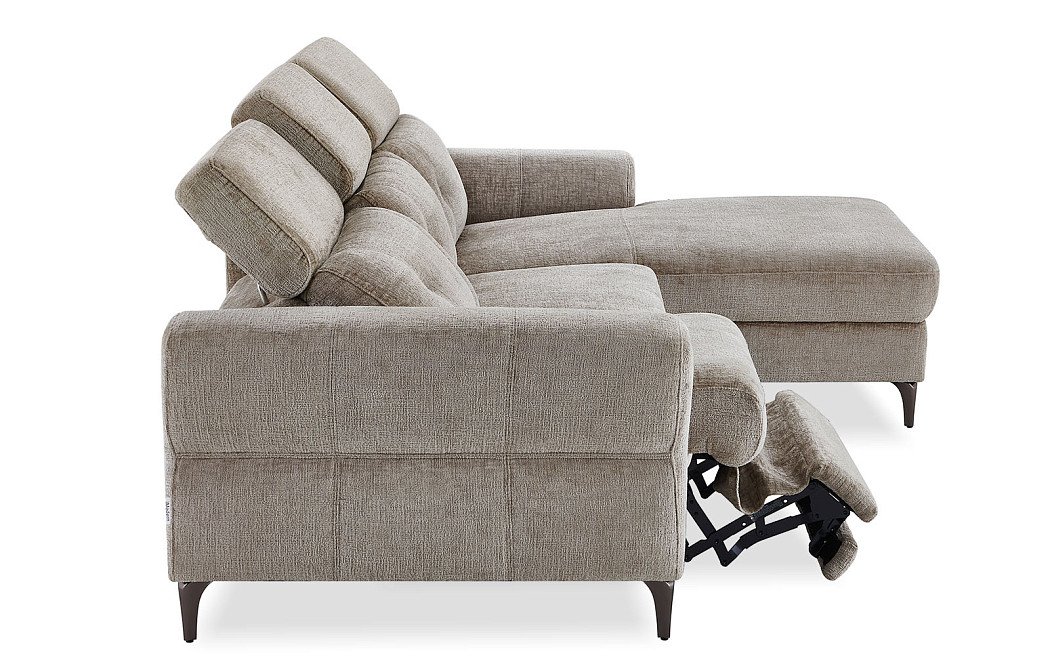 Диван-реклайнер Adeline угловой (правый), серо-бежевый - фото 9