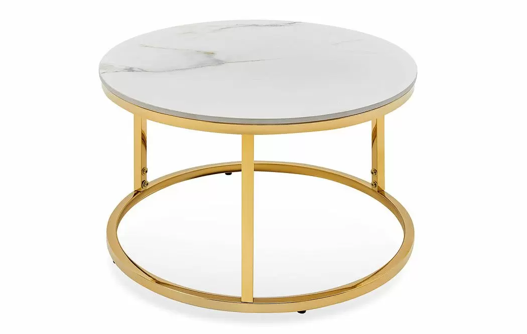 Набор из 2-х столов журнальных Nocturne, белая керамика/золото - фото 7