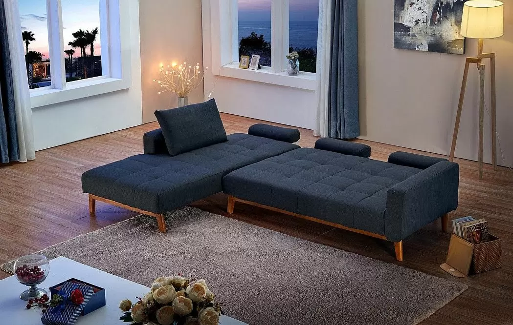 Диван-кровать Summer угловой (левый), темно-синий - фото 20