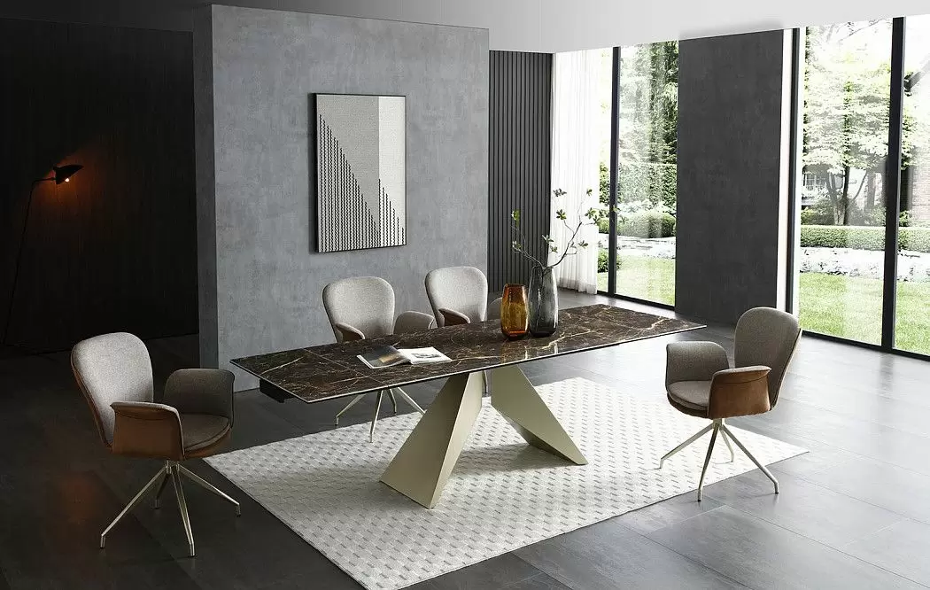 Стол раскладной Luxor 160-240, коричневая керамика/шампань - фото 4