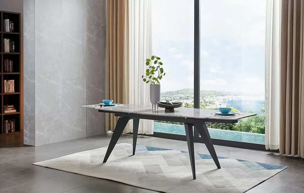 Стол раскладной Ramses 180-250, серый мрамор/черный - фото 6