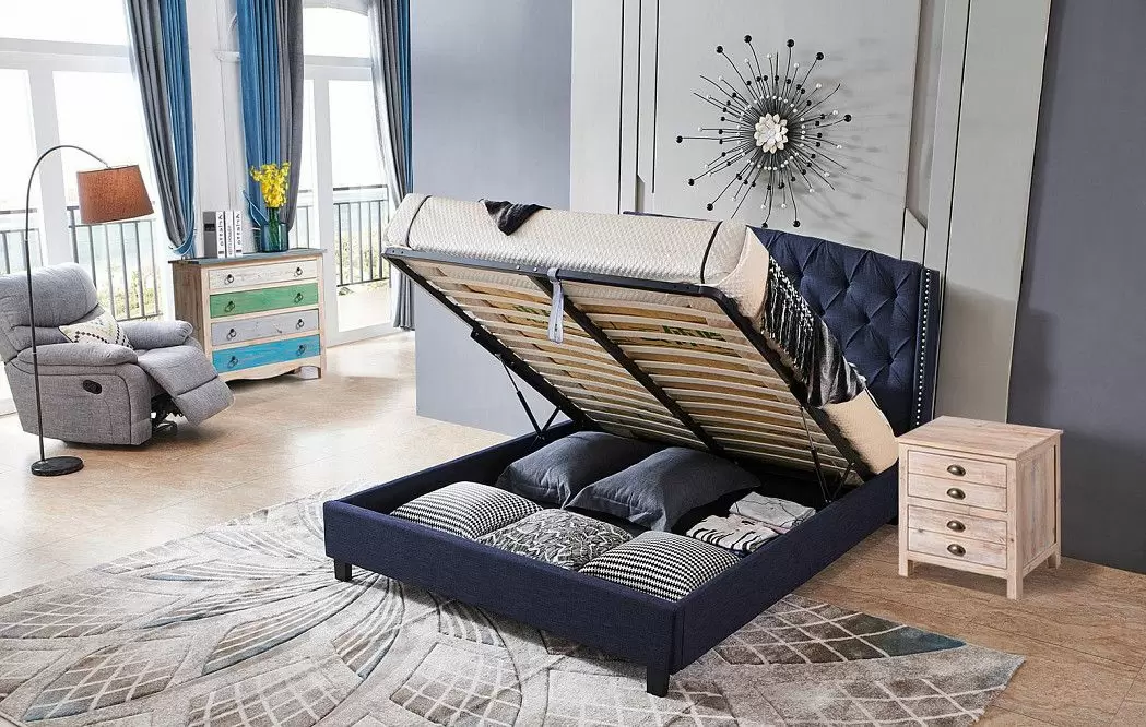 Кровать Evita Grand 160x200 (с подъемным механизмом), темно-синий - фото 11