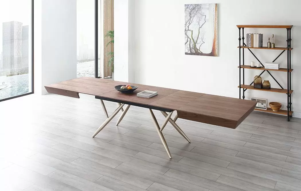 Стол раскладной Eleonora 160-340, орех/золото - фото 4