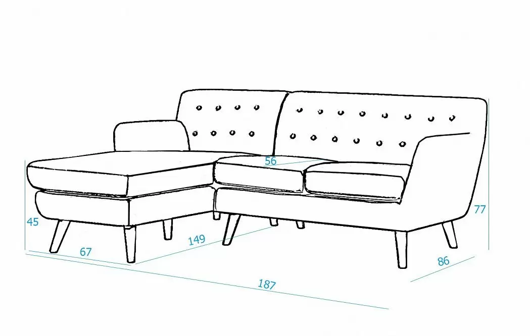 Диван Copenhagen угловой (левый), бирюзовый - фото 3