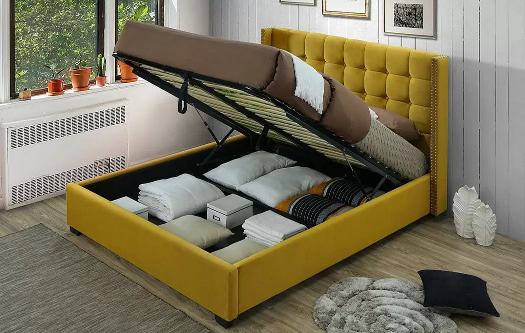 Кровать с подъемным механизмом Vivien 160x200, желтый - фото 2