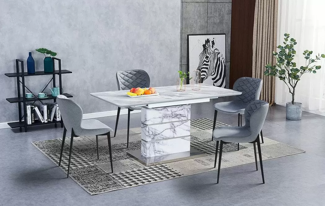 Стол раскладной Gustav 120-160, серый мраморный рисунок - фото 12