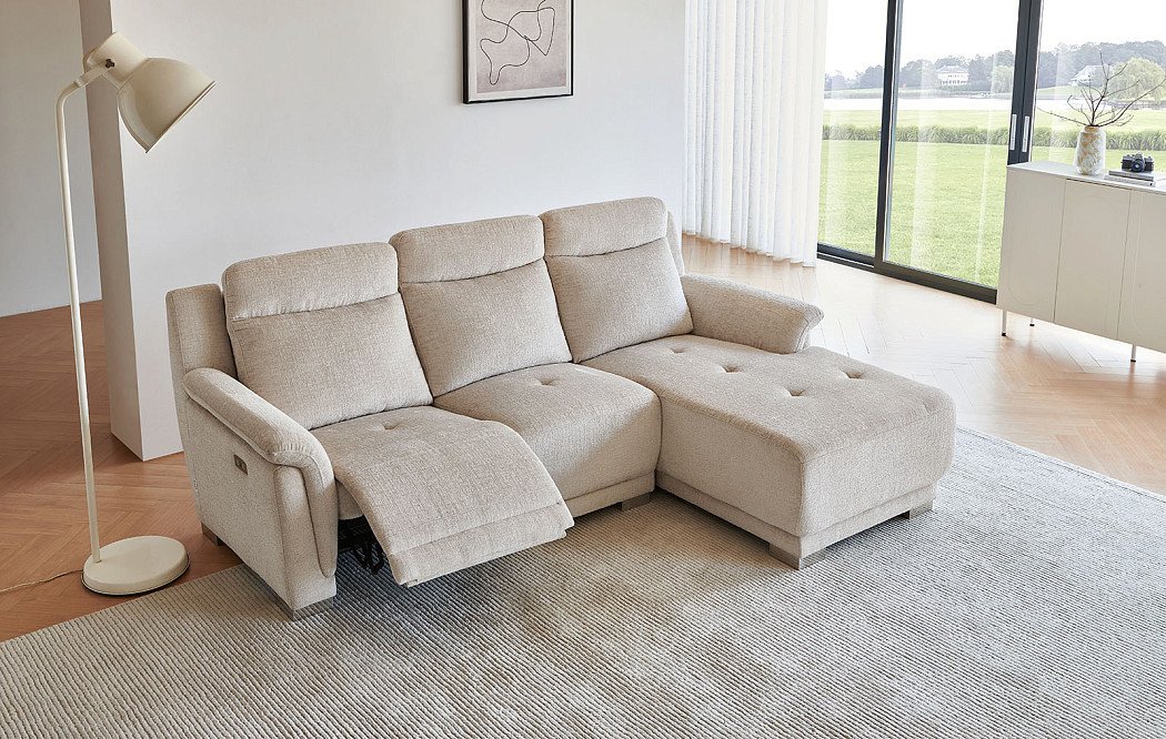 Диван-реклайнер Jonathan угловой (правый), бежевый - фото 2