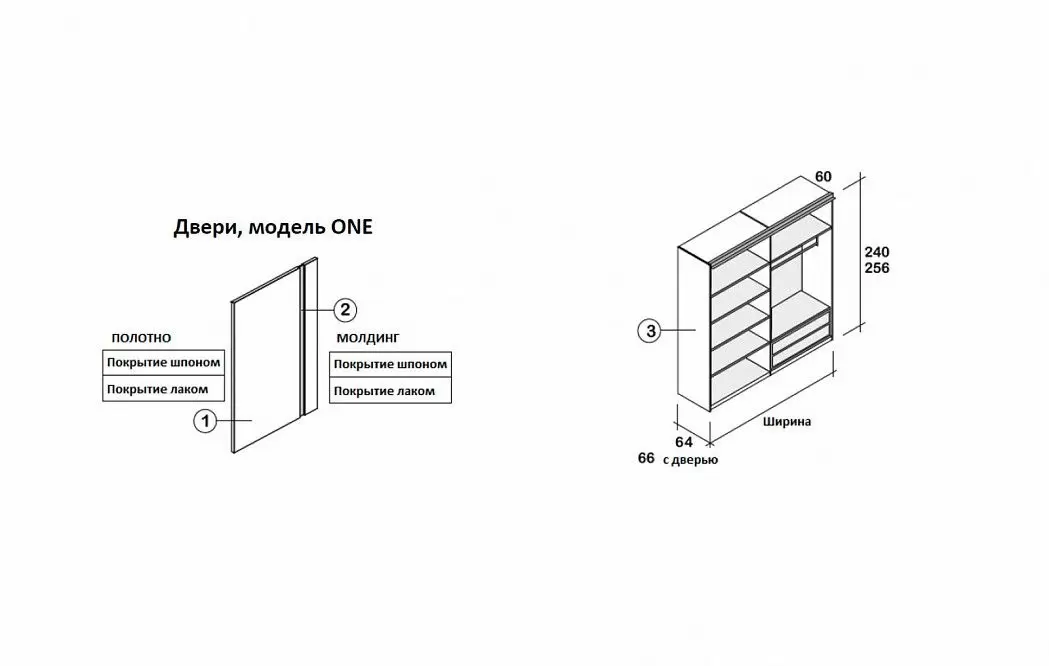 Шкаф ONE с 2 раздвижными дверями 195 H240, дуб дымчатый/каменный (YM506) - фото 3