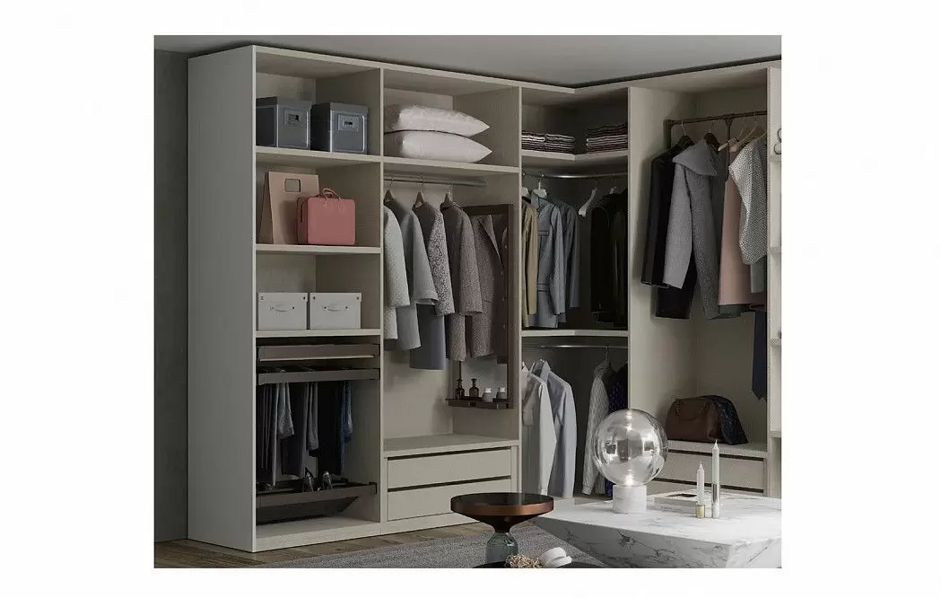 Шкаф DOBLE с 6 распашными дверями 291,5 H240, песочный/орех (YM508) - фото 6