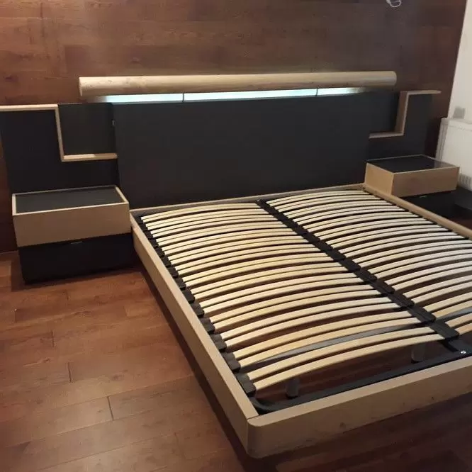 Комплект из кровати Kuffert Class 180x200 и 2х тумб Top, дуб/графит - фото 18