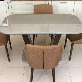 Стол раскладной Ester 140-180, бежевый/коричневый