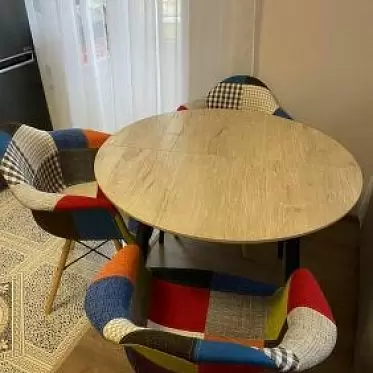 Стол раскладной Leticia 100-130, дуб/черный Летиция-2 + стул Aura