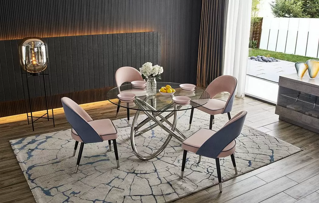 Обеденная группа стол Miracle и 4 стула Holly розовый