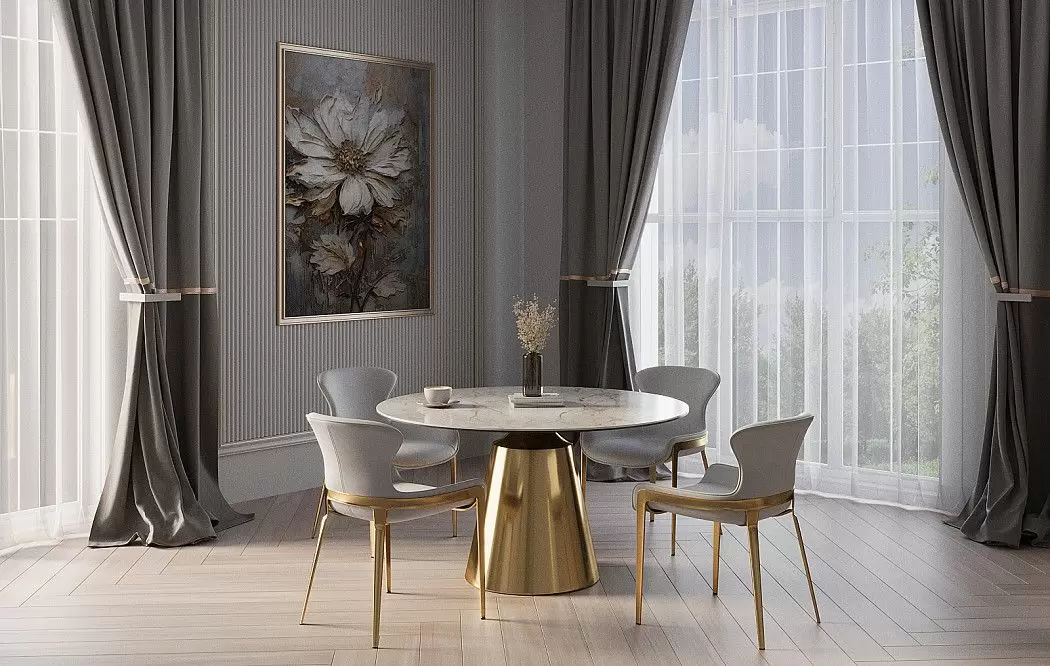 Стол Teresa 135, белая керамика/золото - фото 7