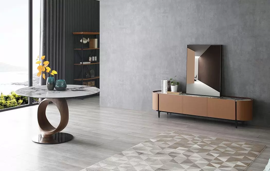 ТВ Тумба Scarlett, светлая керамика/коричневый - фото 4