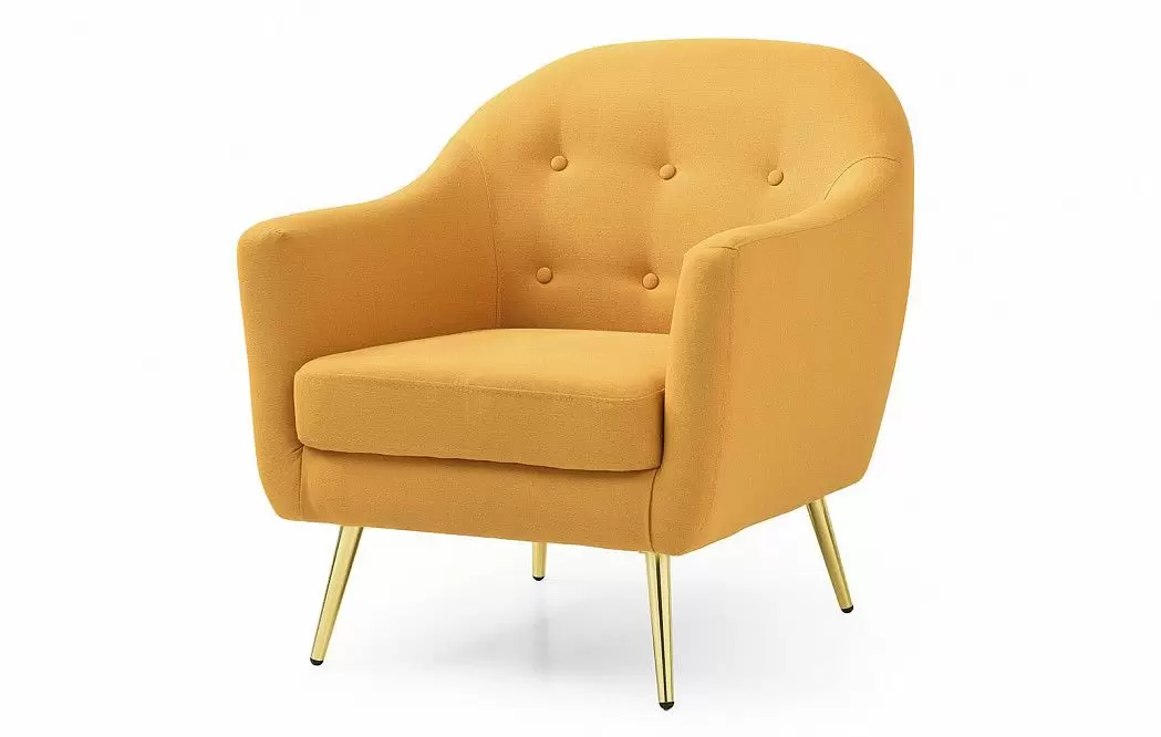Кресло Carmen, желтый/золотые ножки - фото 5