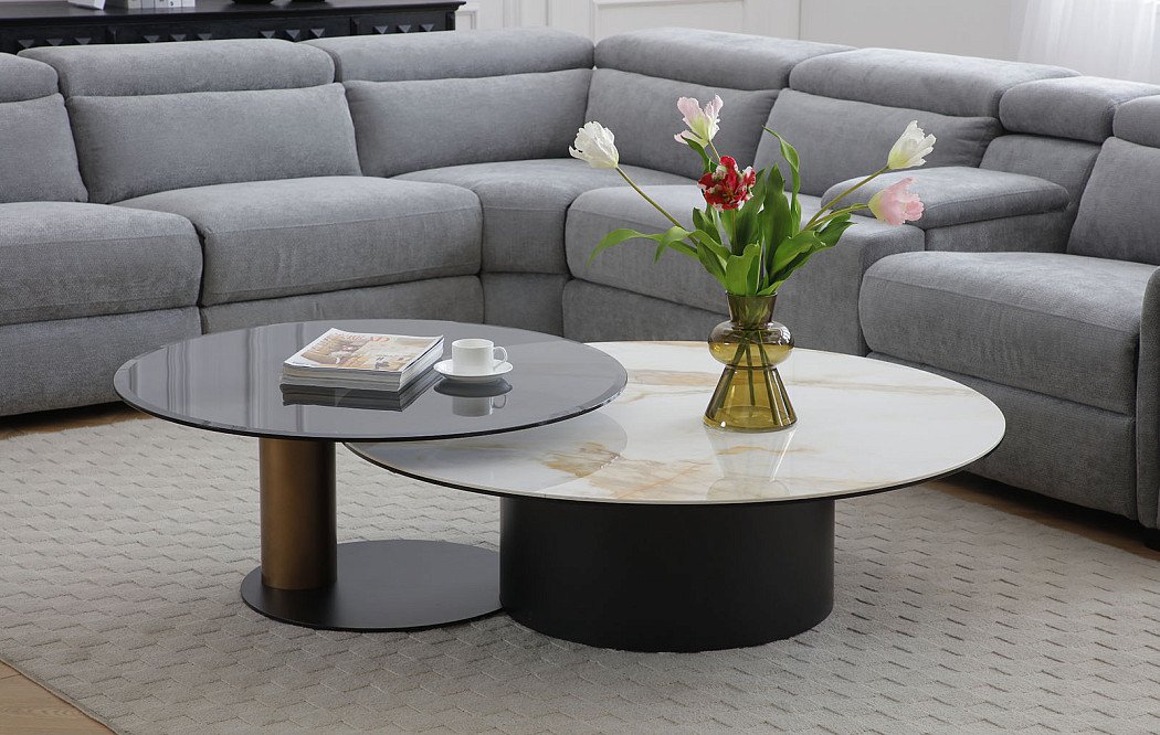 Набор из 2-х столов журнальных Mist, керамика/дымчатое стекло - фото 2