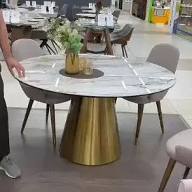 Стол Teresa 135, белая керамика/золото