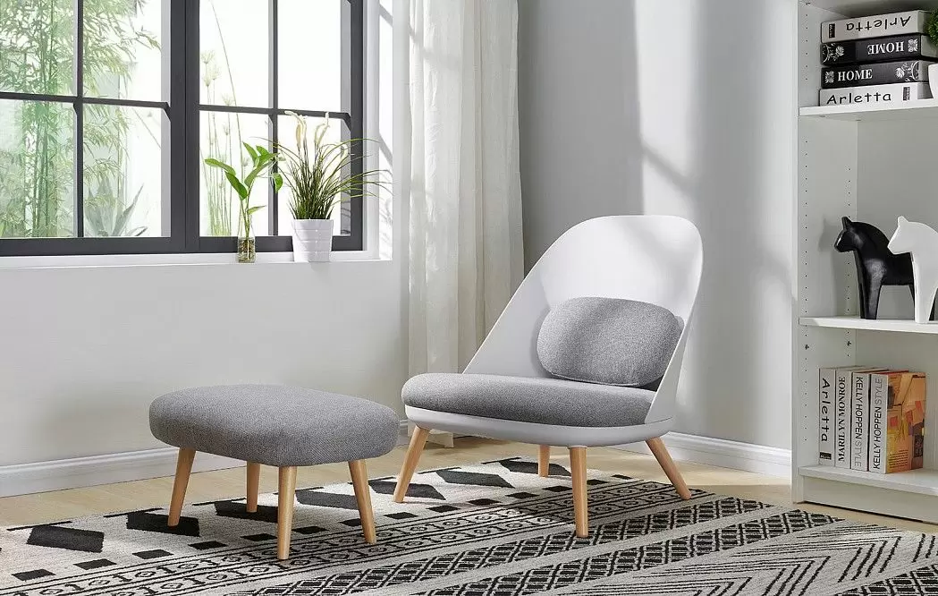 Кресло с банкеткой Joanna, белый/серый - фото 2