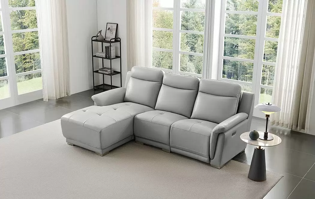 Диван-реклайнер Jonathan угловой (левый), светло-серый