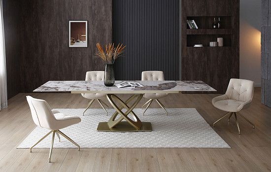 Стол Luisa + 4 бежевых стула Joely