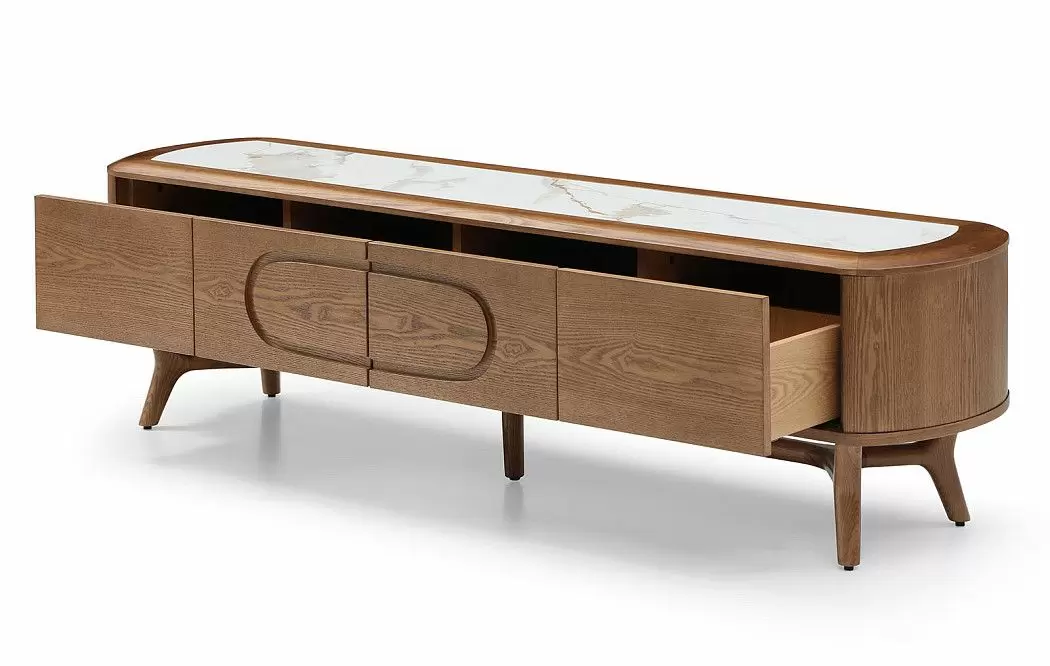 ТВ Тумба Carolina, белая керамика/орех - фото 7