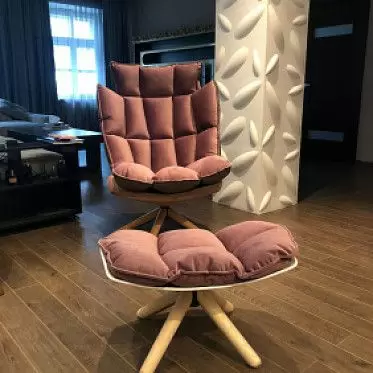 Кресло с оттоманкой в стиле Husk, лиловый 1635249482533.jpg