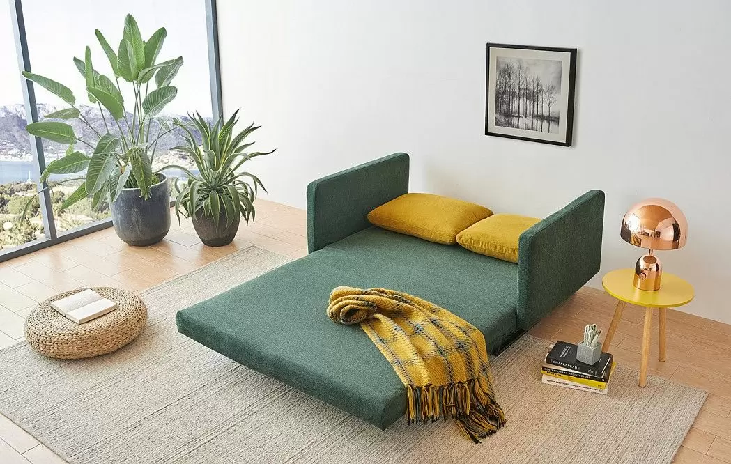 Диван-кровать Juliet, темно-зеленый/желтый - фото 2