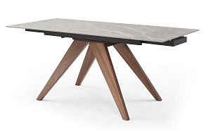 Стол раскладной Valencia 120-180, серая керамика/орех