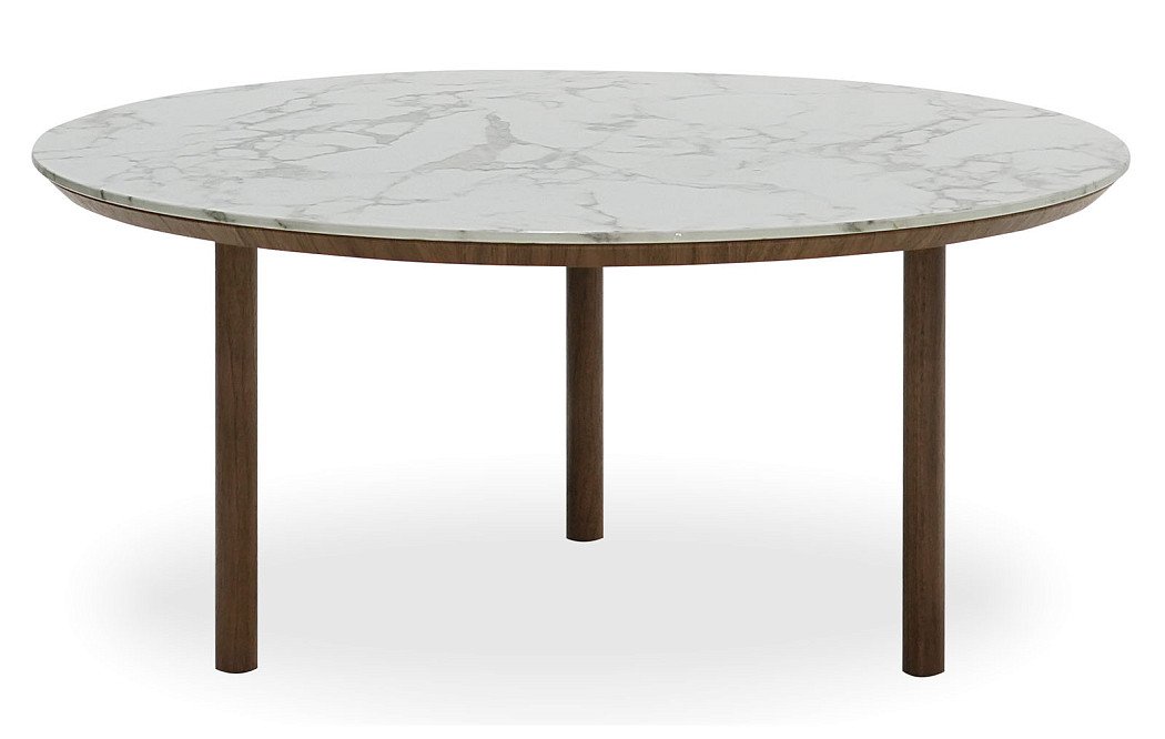 Стол журнальный Candy (80), белая керамика/орех