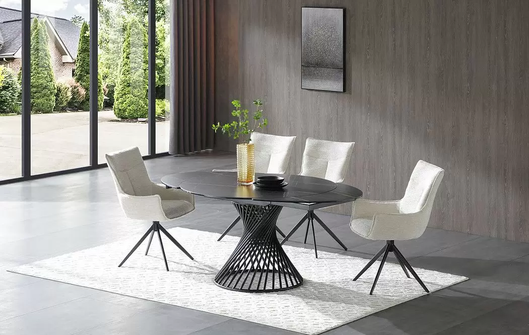 Стол Tornado + 4 кремовых стула Vincent