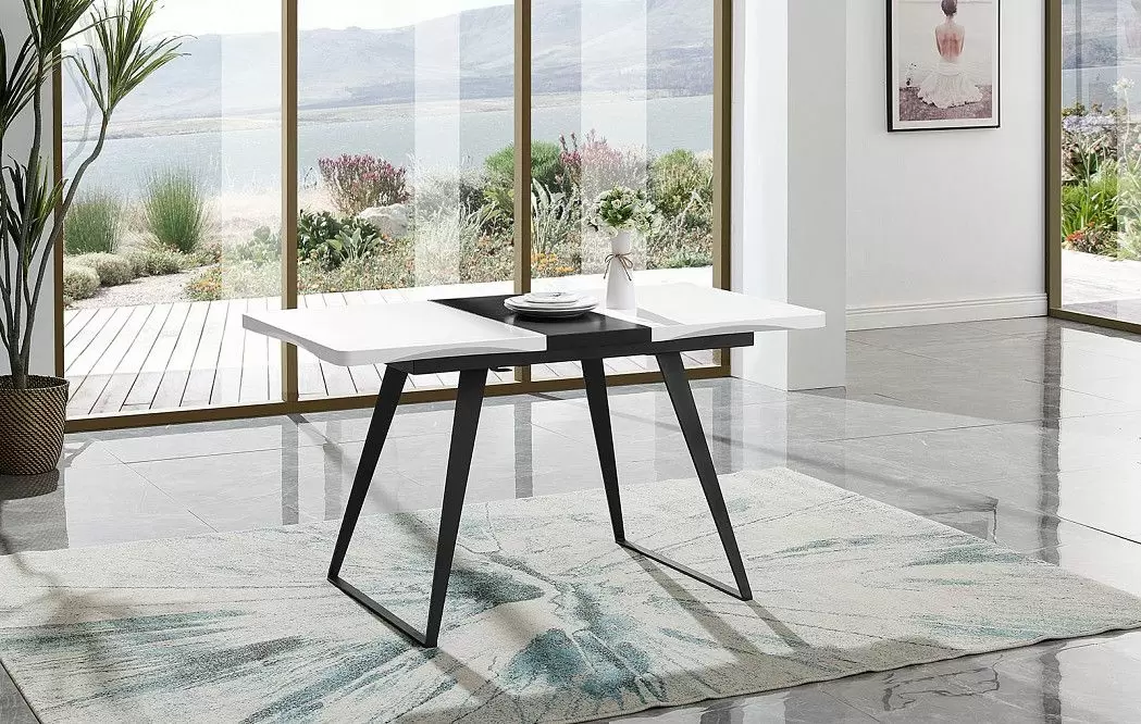 Стол раскладной Frankfurt 110-140, белый/черный - фото 3