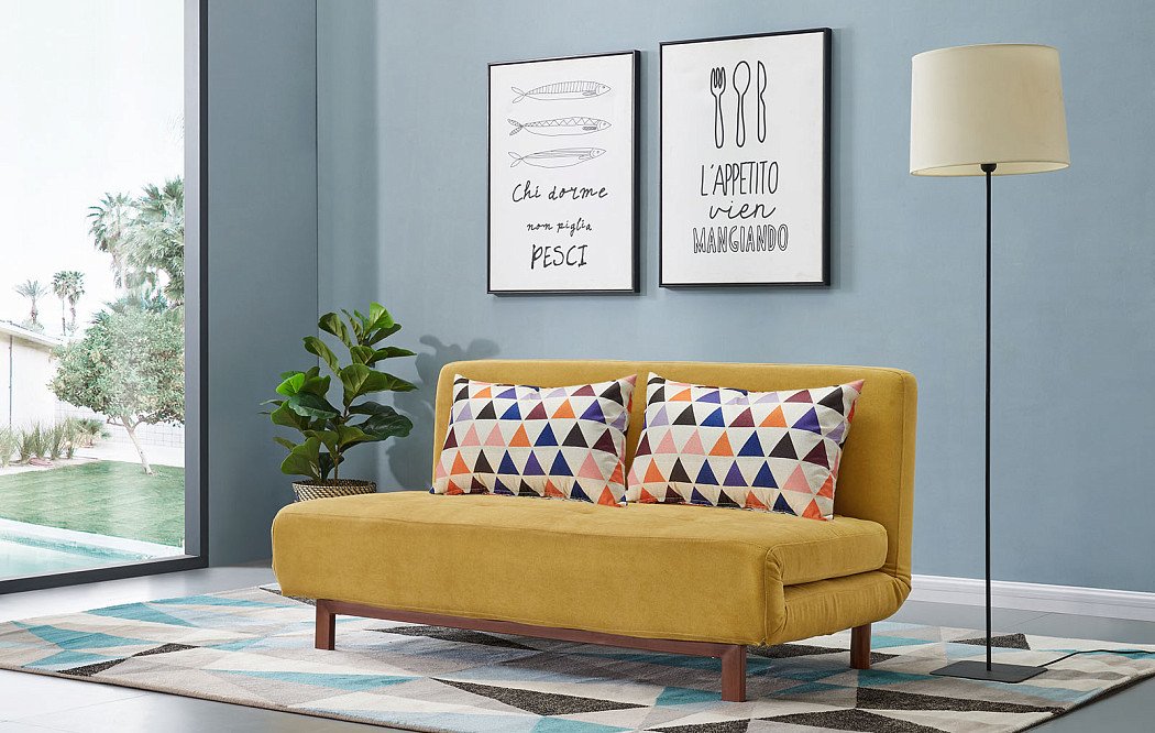 Диван-кровать Doris, желтый/принт