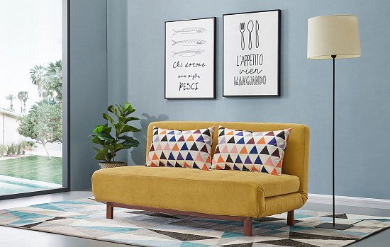 Диван-кровать Doris, желтый/принт