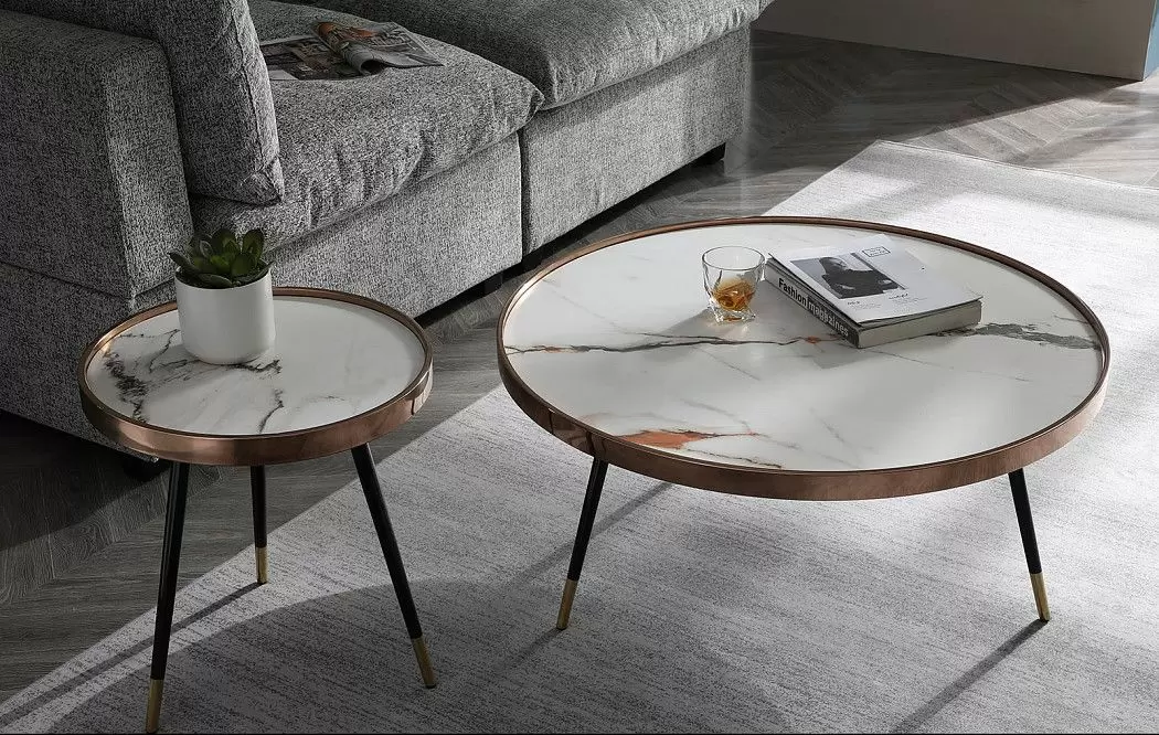 Стол журнальный Carla (46), белая керамика/розовое золото - фото 2