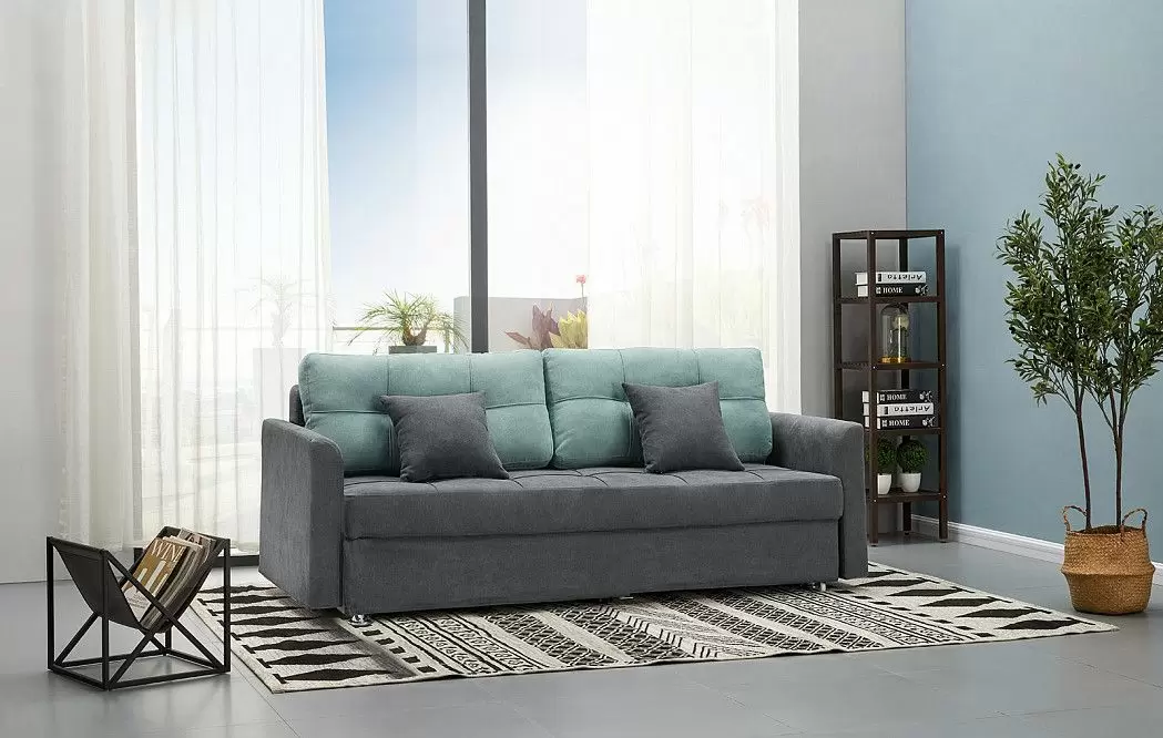 Диван-кровать Jeffrey, цвет темно-серый/мята - фото 14