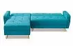 Диван-кровать Riviera угловой левый + оттоманка, бирюзовый цвет