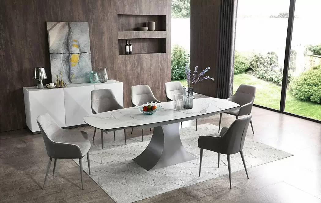 Стол раскладной Palermo 160-240, белая керамика/серый - фото 2